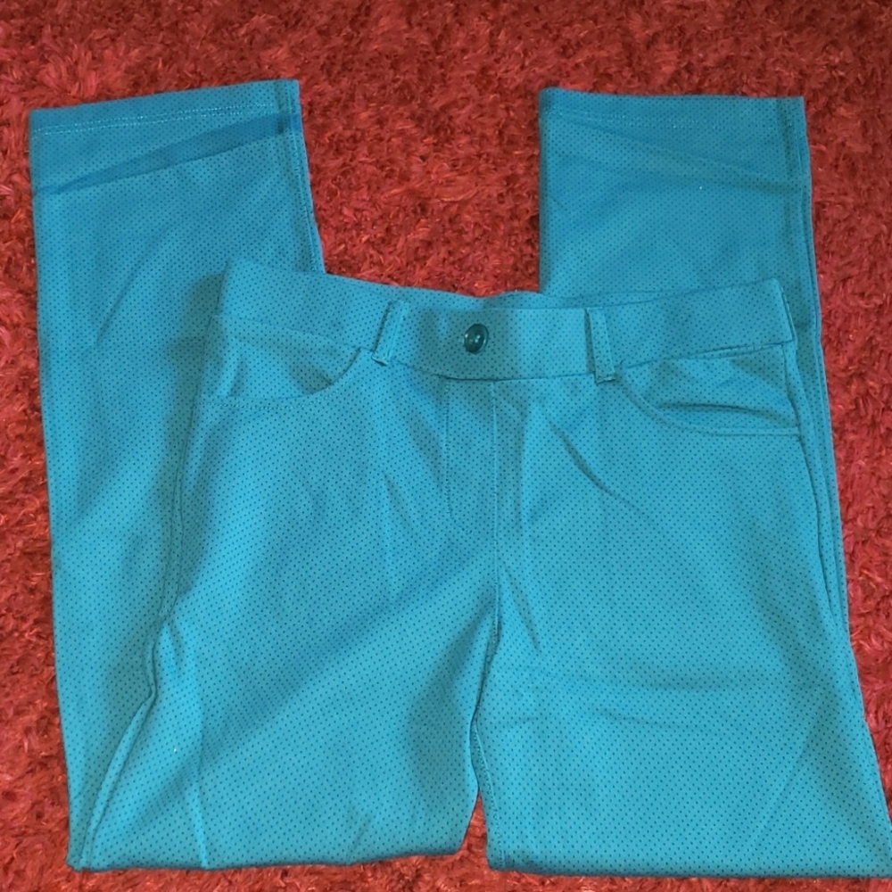 Betabrand Deep Teal Swiss Dot Dress Yoga Pants MP
